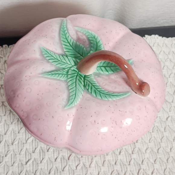Vintage Mid Century Valley Vista 310 PINK STRAWBERRY Covered Canister Bowl Dish - Picture 4 of 9
